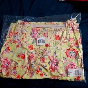 TORRID, YELLOW FLORAL SUPER SOFT SWEETHEART LACE-UP TANK